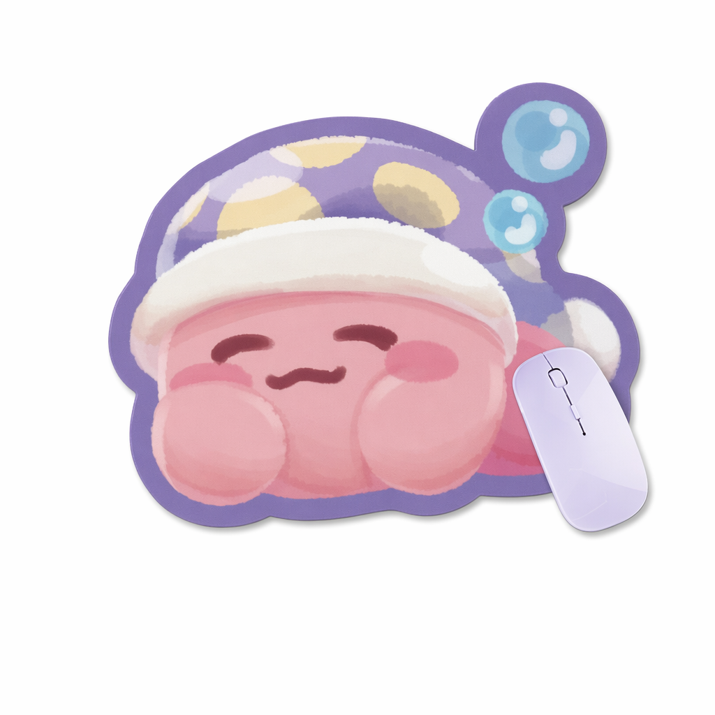 Kawaii Kirby Mouse Pads with Non-Slip Base Purple