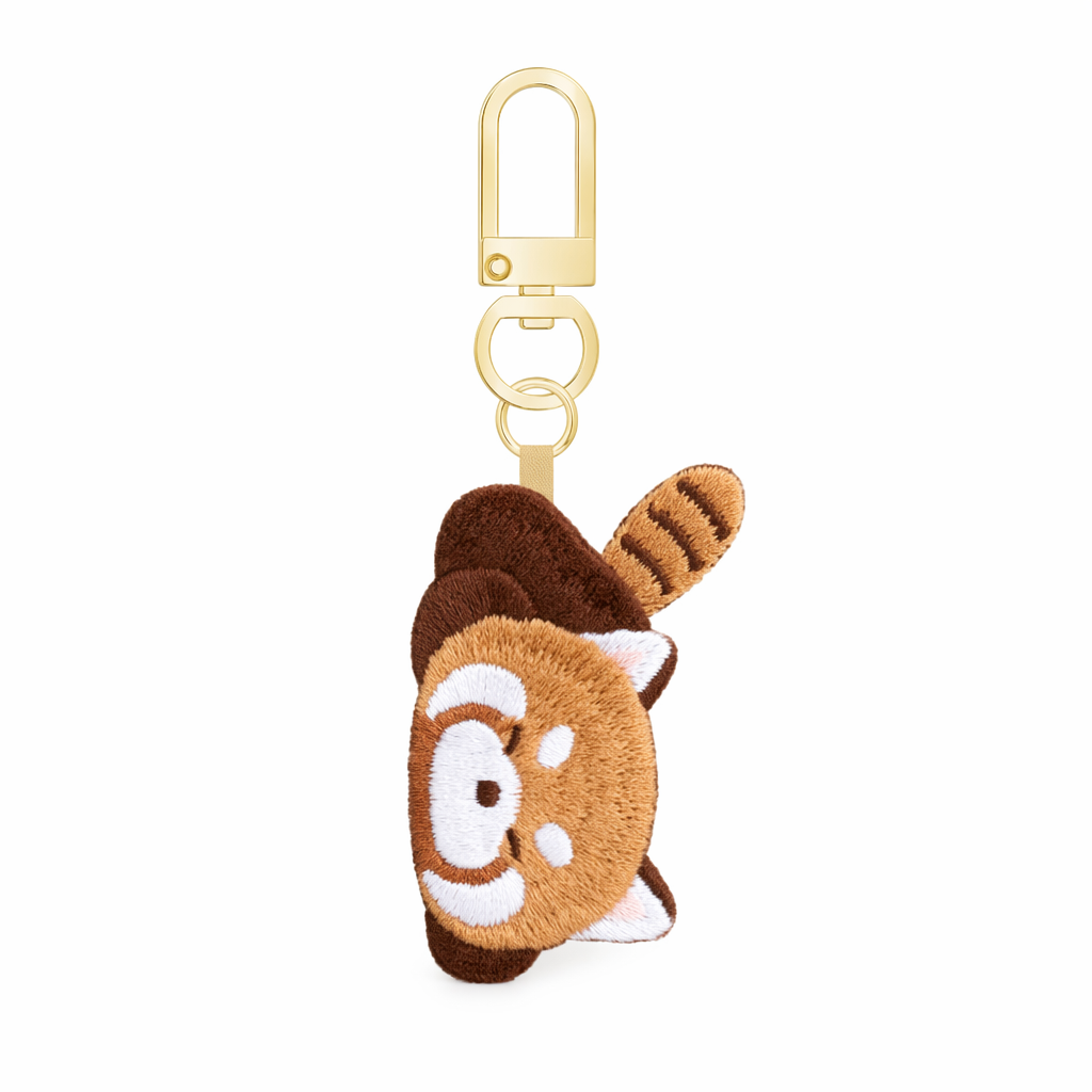 Embroidered Red Panda Keychain: Whimsical Charm B