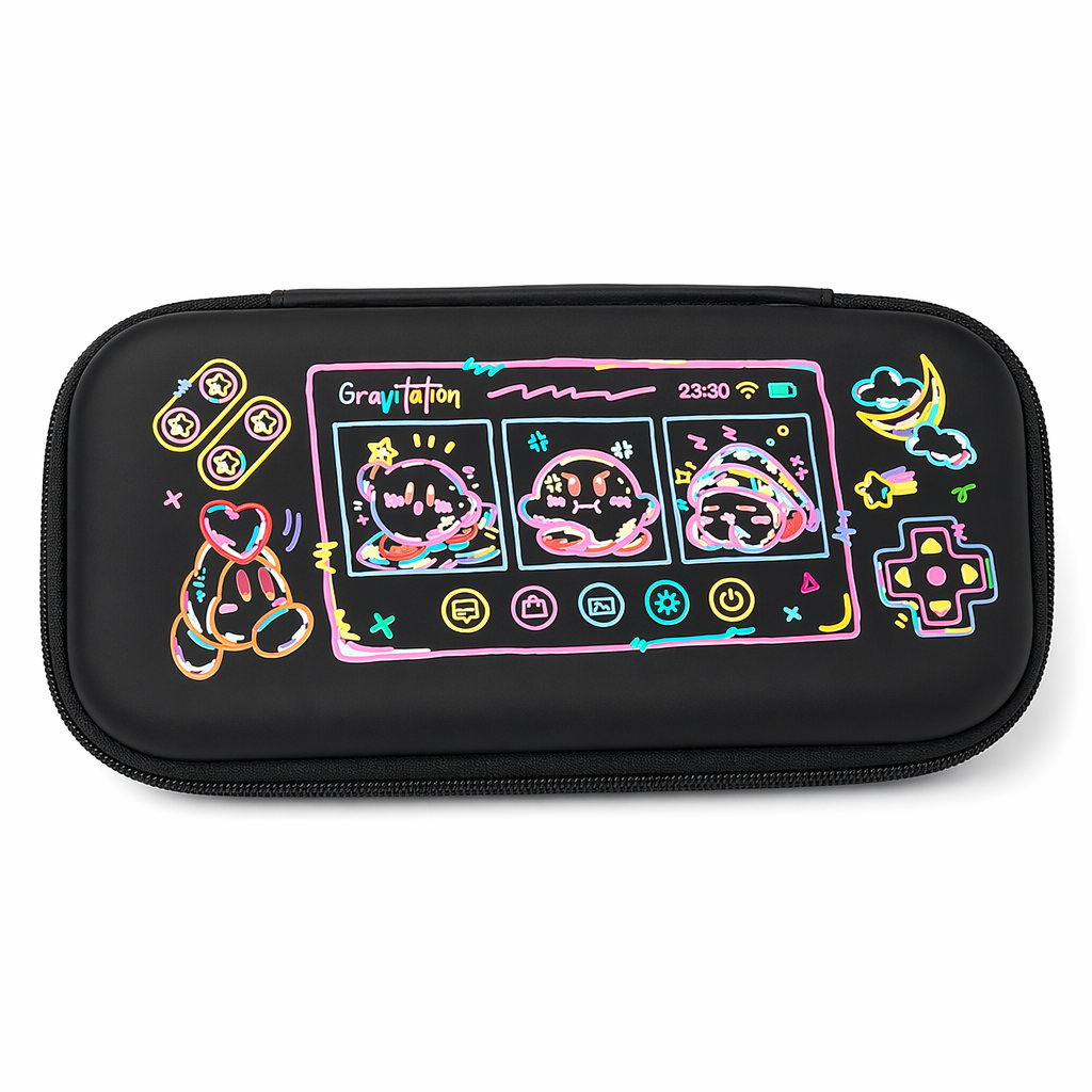 Colorful Kirby Switch Storage Case Bag Black
