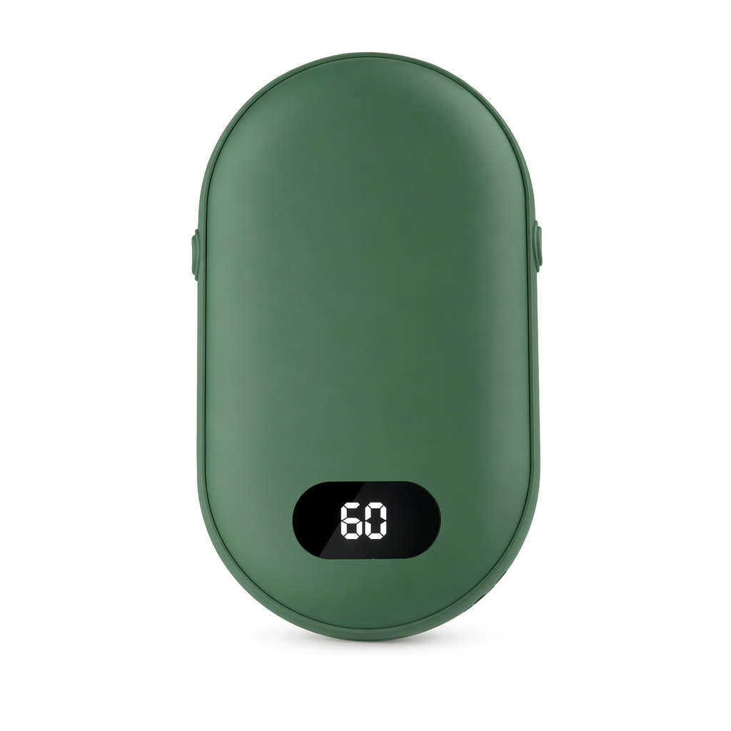 Double Sided Hand Warmer with Rechargeable Battery and Two Speeds Green