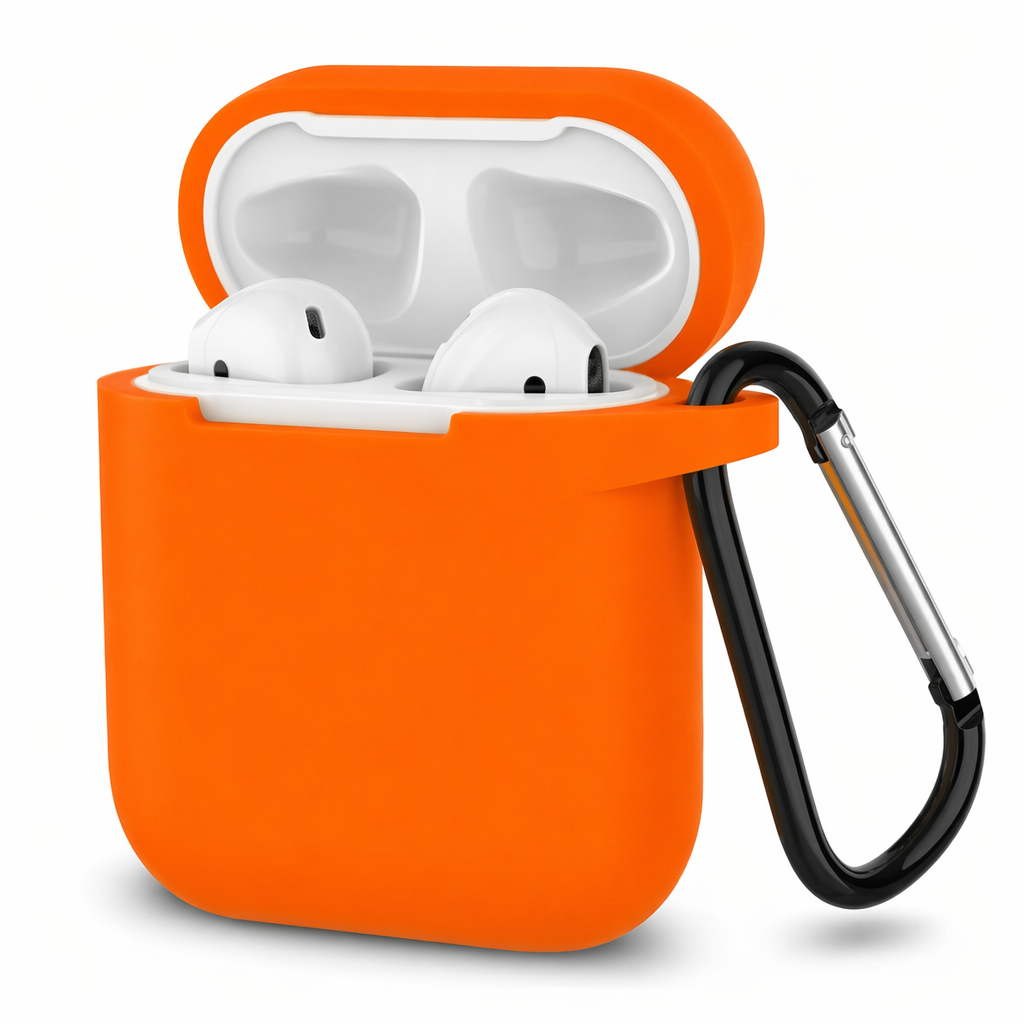 Water-resistant Silicone Carrying Case with Keychain for Airpods (Set of 3) Orange