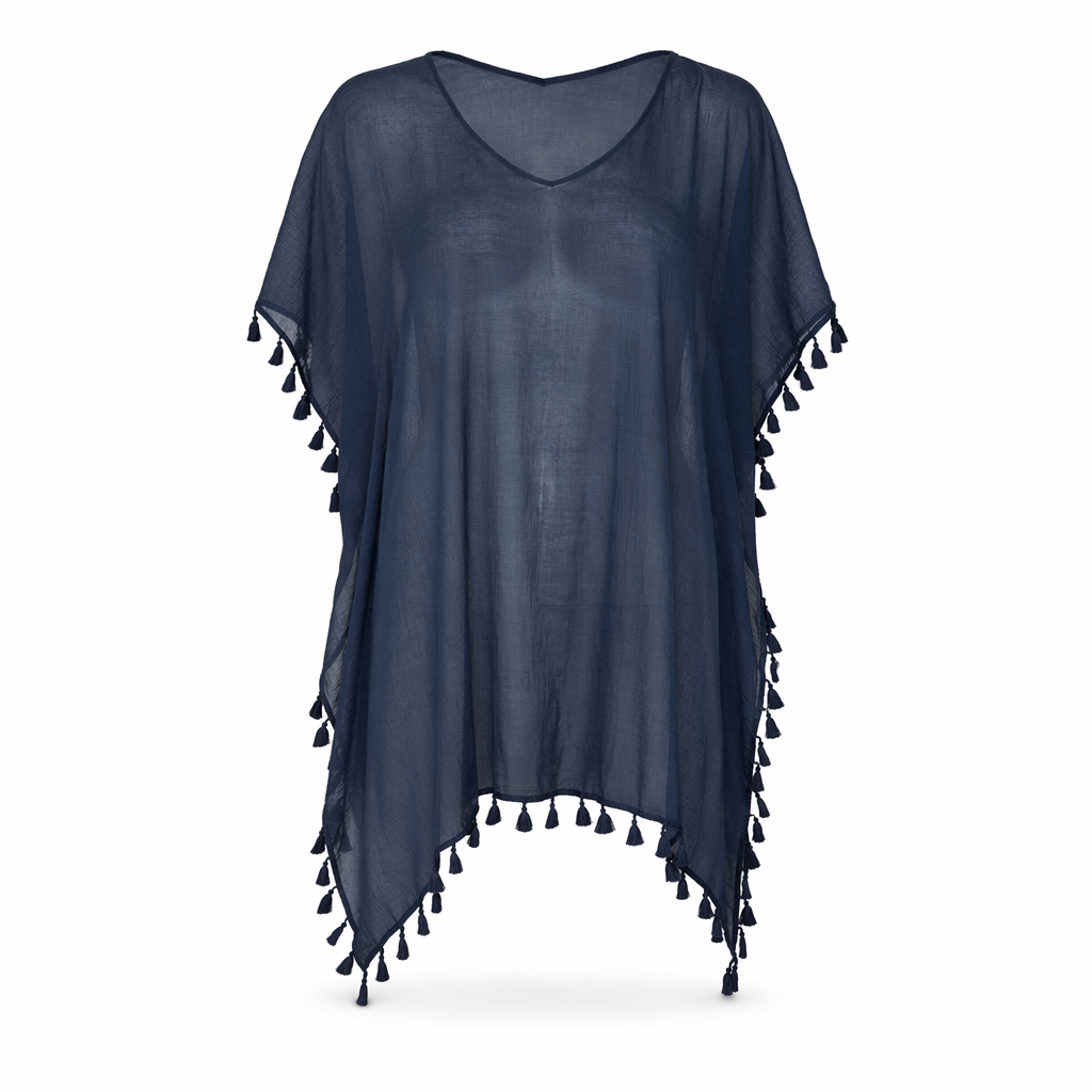 Chiffon Swimsuit Cover Up with Tassels - Perfect for the Summer Beach Black