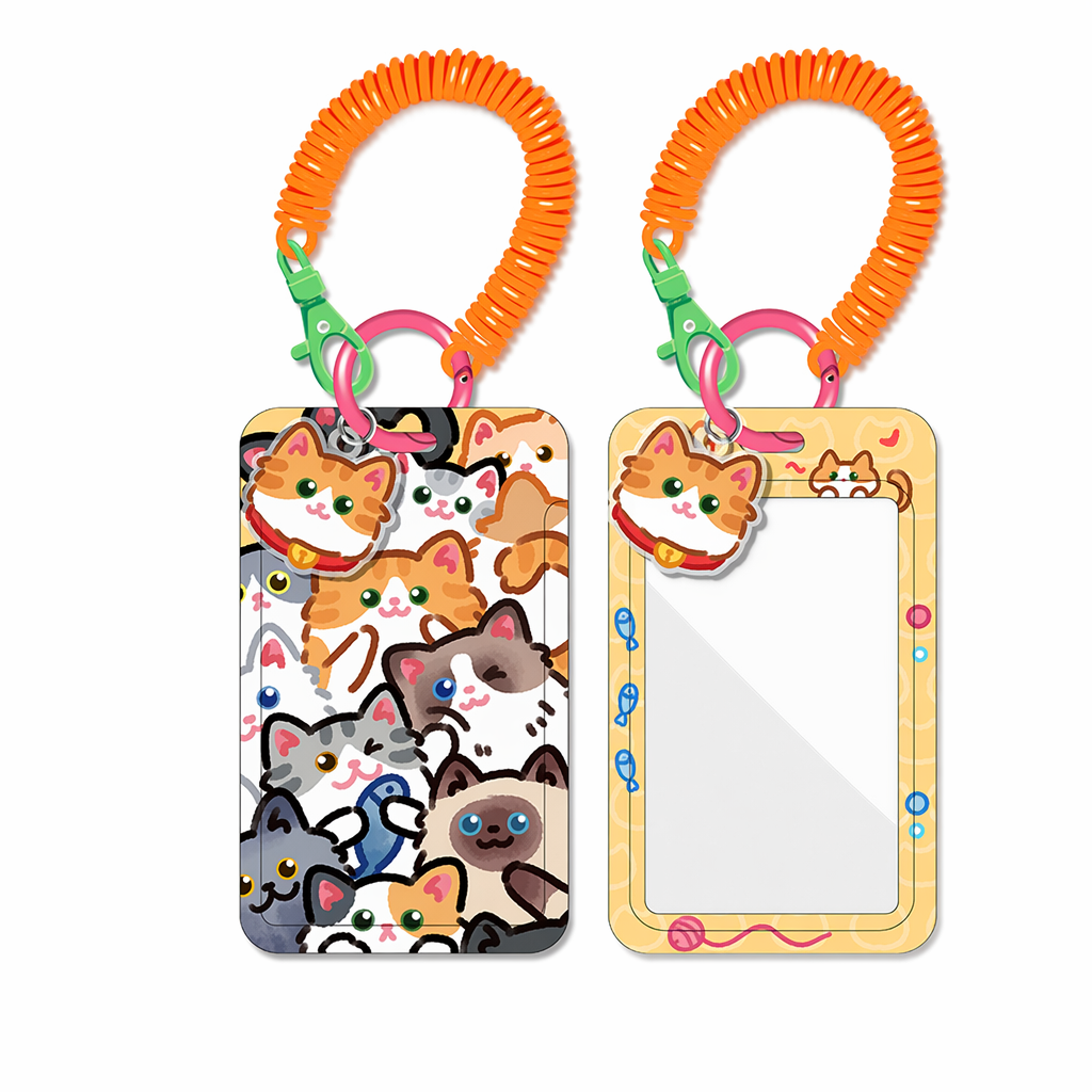 Cute Cat Card Holder with Lanyard Default