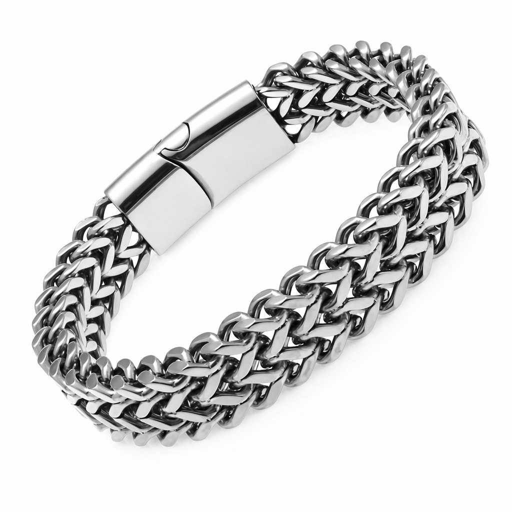 Stainless Steel Braided Bracelet with Plated Finish Silver