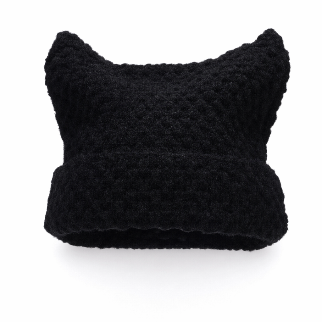Striped Knitted Beanie for Adults black