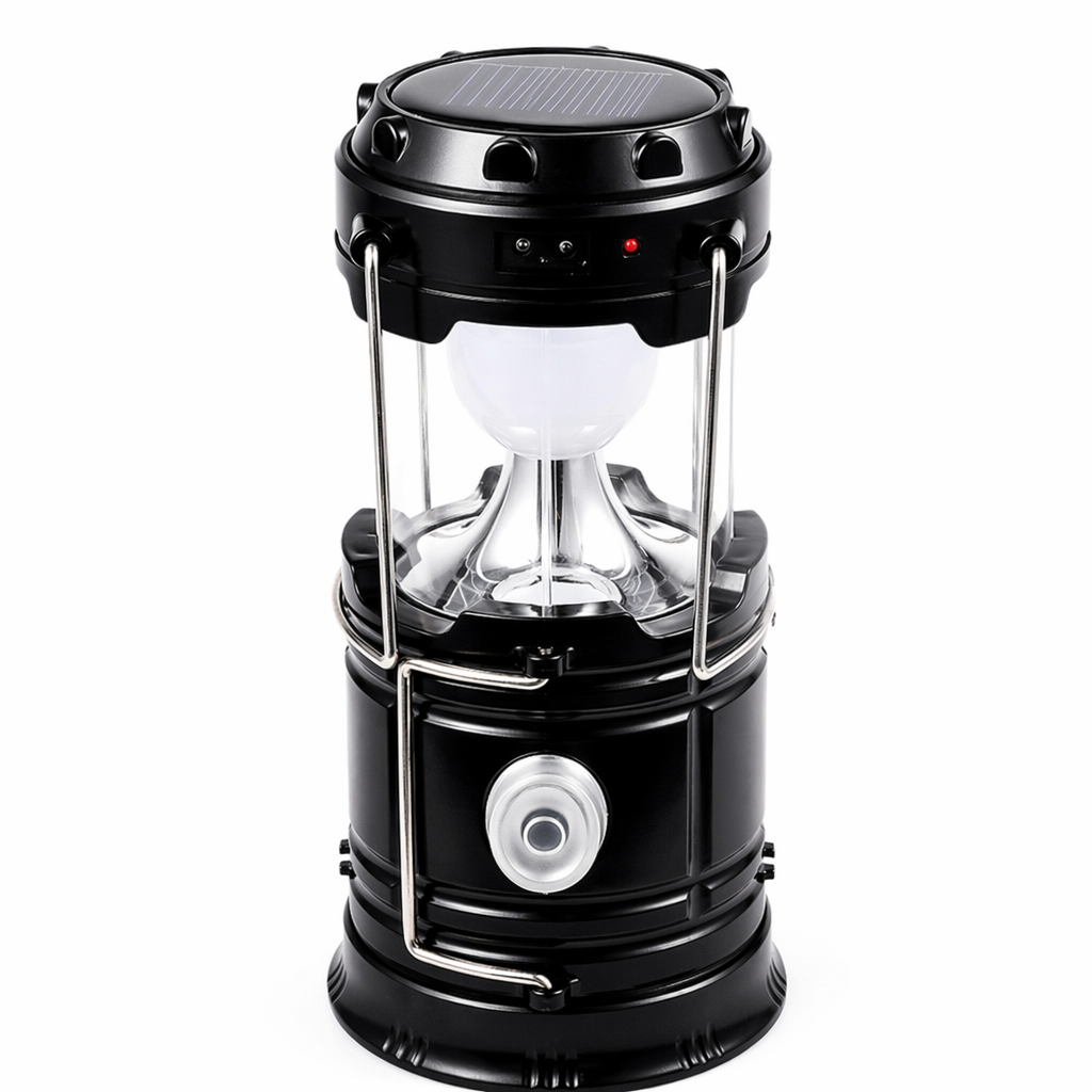 Vintage-Themed LED Camping Lamp with USB Connectivity Black