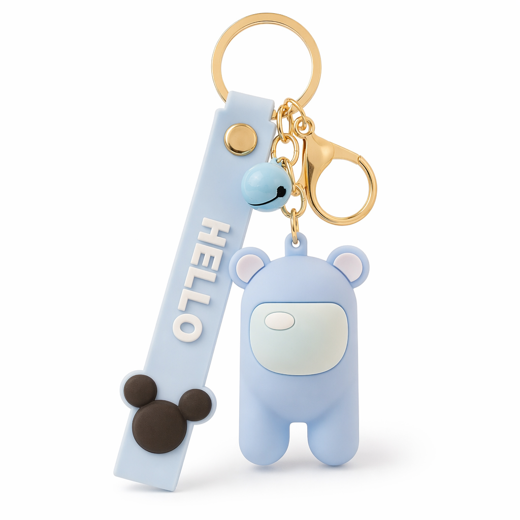 Cute Astronaut Keychains with Lanyard Blue