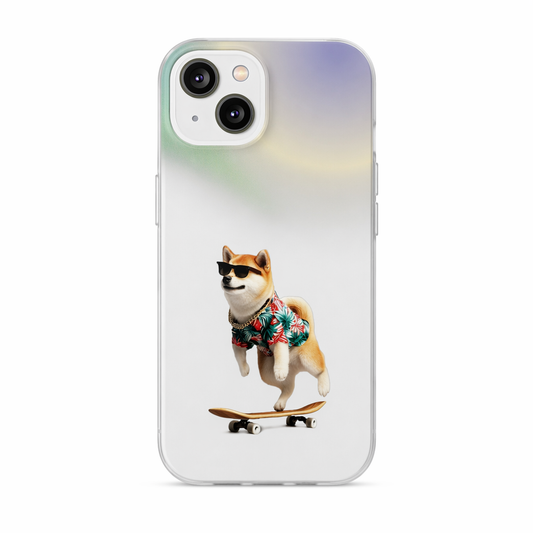 Semi-Transparent Shiba Inu iPhone Case with a Hawaiian Flair Default
