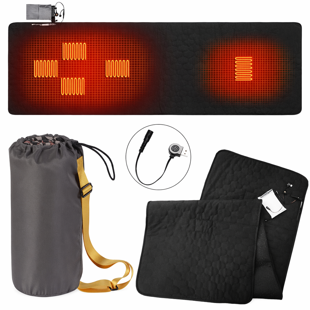Heated USB Portable Camping Mat for Outdoor Sleeping Black