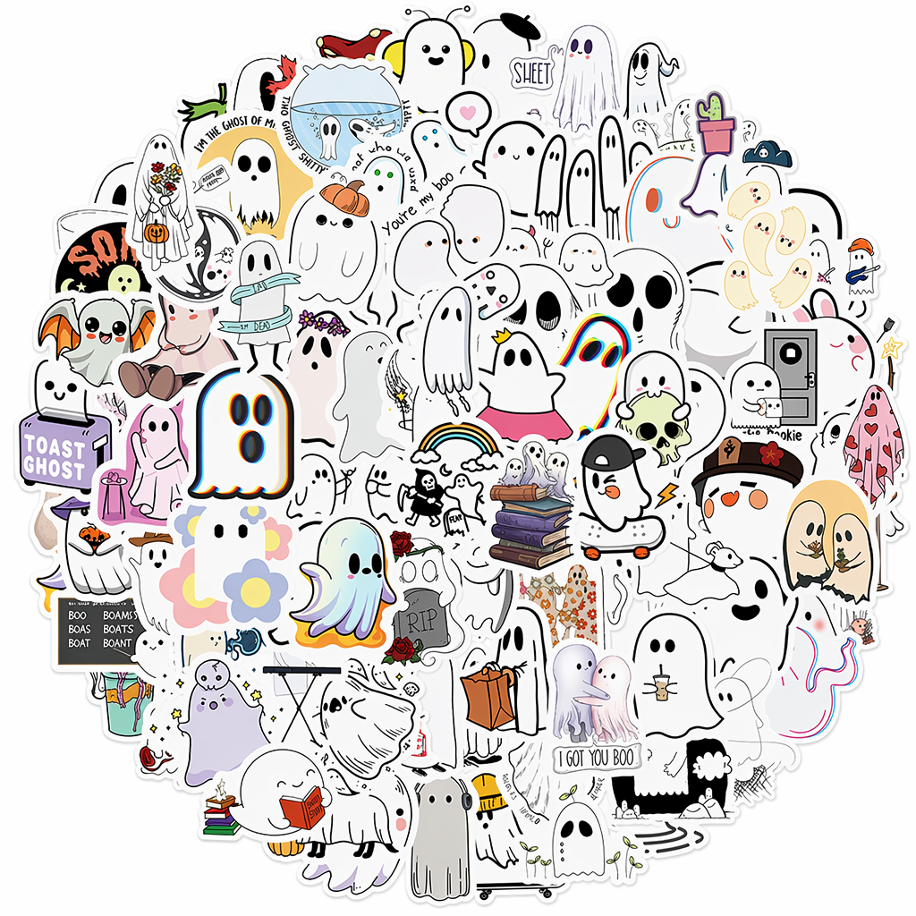 Halloween Ghost Stickers: Customize, Waterproof, Residue-Free Default