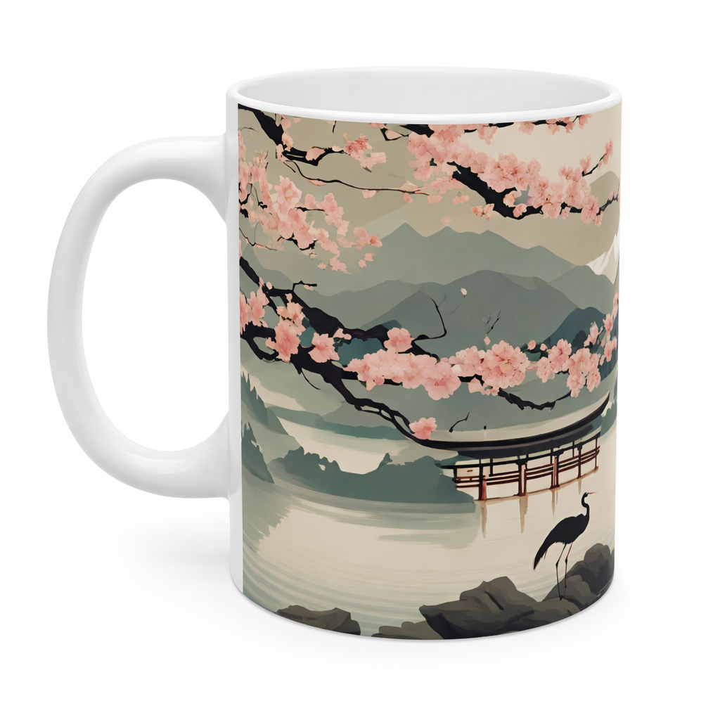 Vintage Mug featuring Traditional Japanese Cherry Blossom Art Default