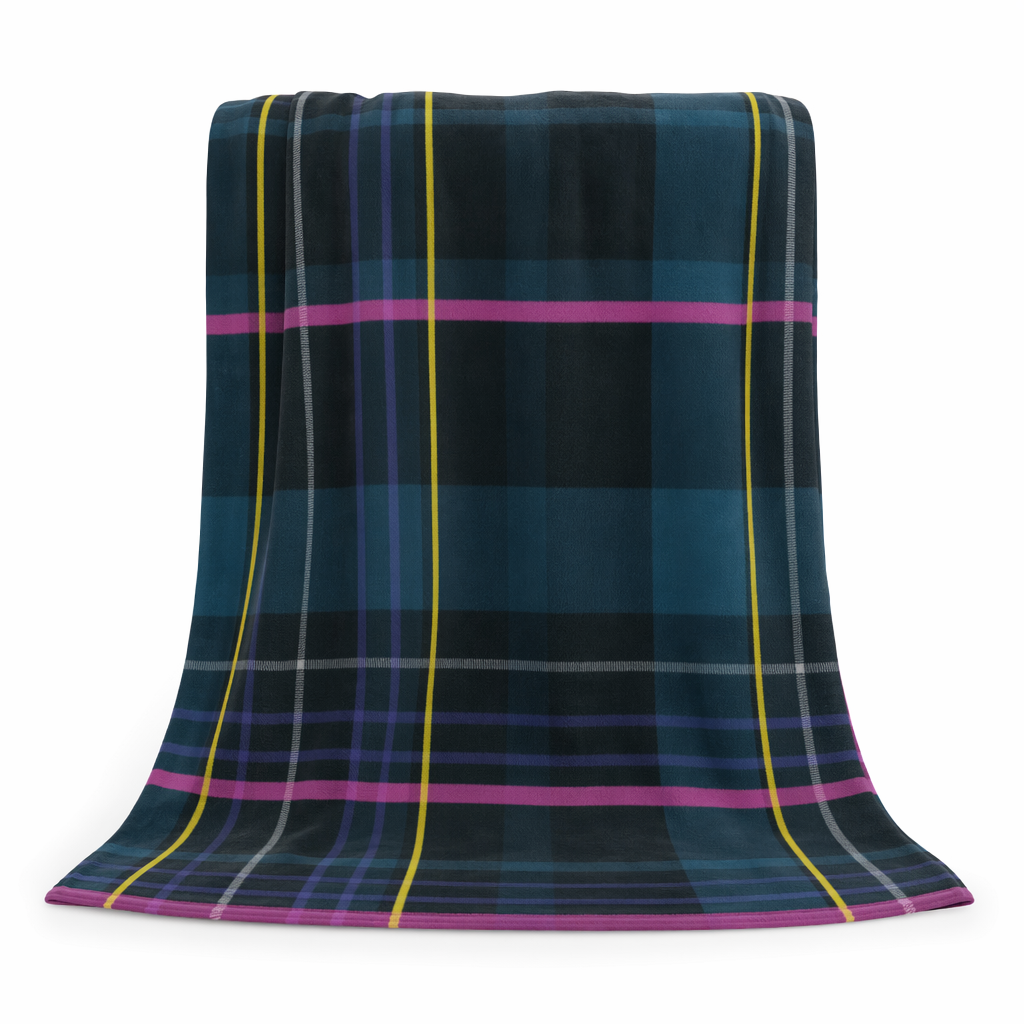 Blue Checkered Plush Throw Blanket - Available in 3 Dimensions Default