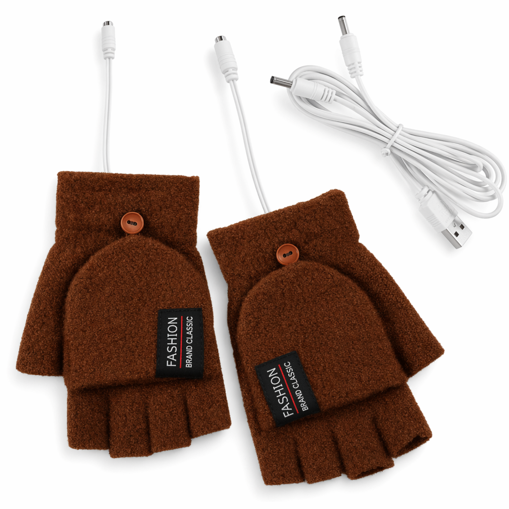 USB Convertible Heating Gloves Coffee