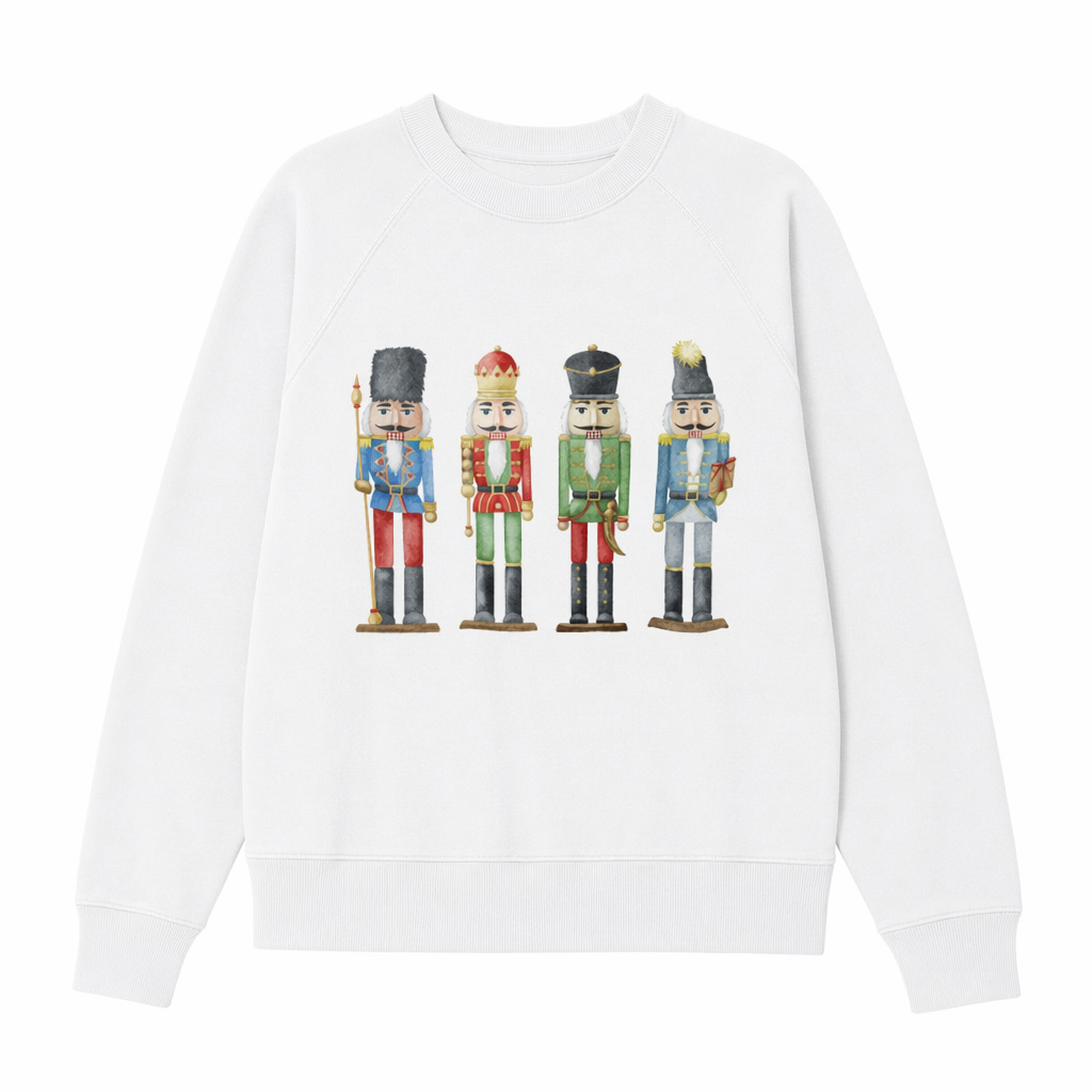 Nutcracker Toy Soldiers Sweatshirt for Women White