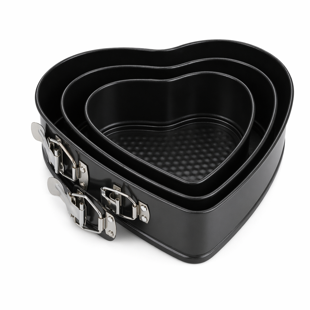Heart-Shaped Non-Stick Cake Mold Set of 3 Pieces Default