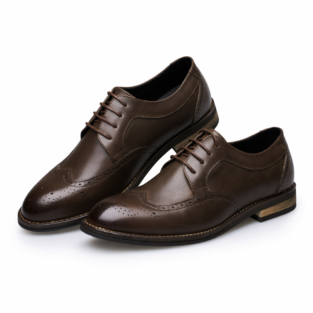 Timeless Brogue Style Men's Oxford Shoes Dark Brown