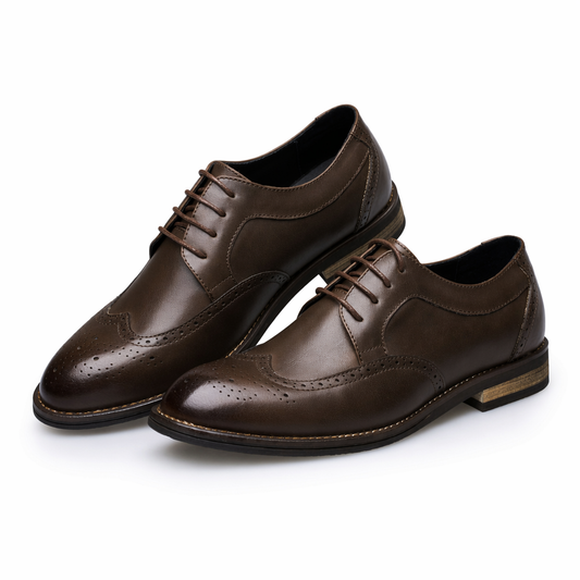 Timeless Brogue Style Men's Oxford Shoes Dark Brown