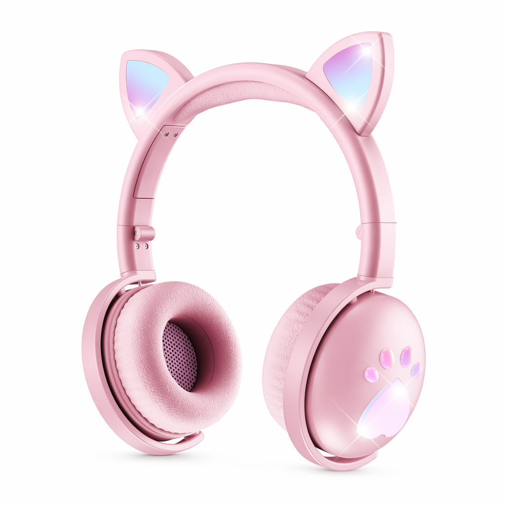LED Cat Ear Headphones with Immersive Sound Pink