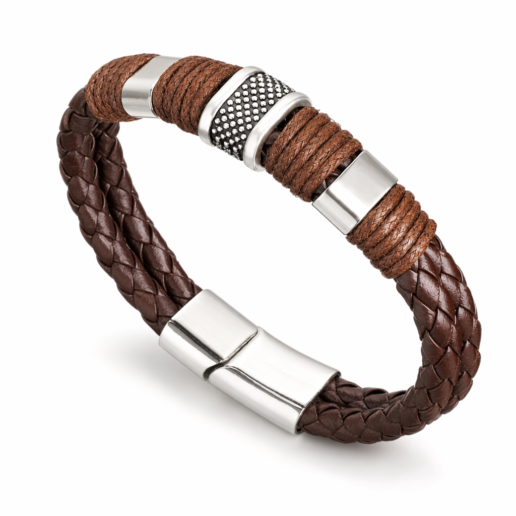 Vegan Leather Bracelet with a Layered Appearance 12