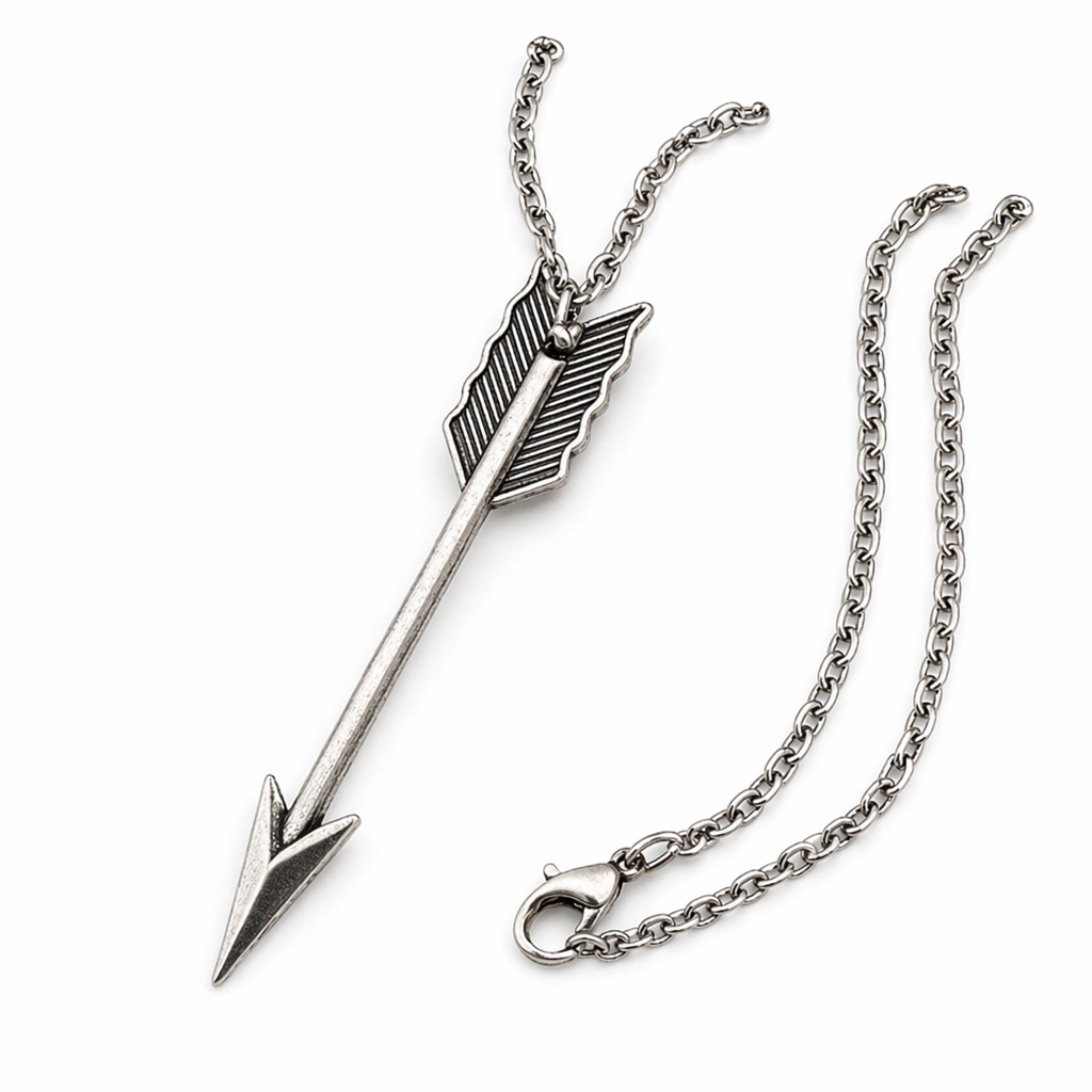 Arrow Pendant Long Unisex Necklace Silver