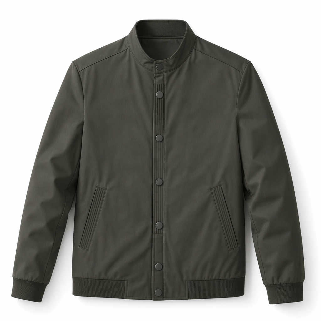 Snap Button Men's Stand Collar Jacket - Retain the essence of the product while providing a distinct variation. Army Green