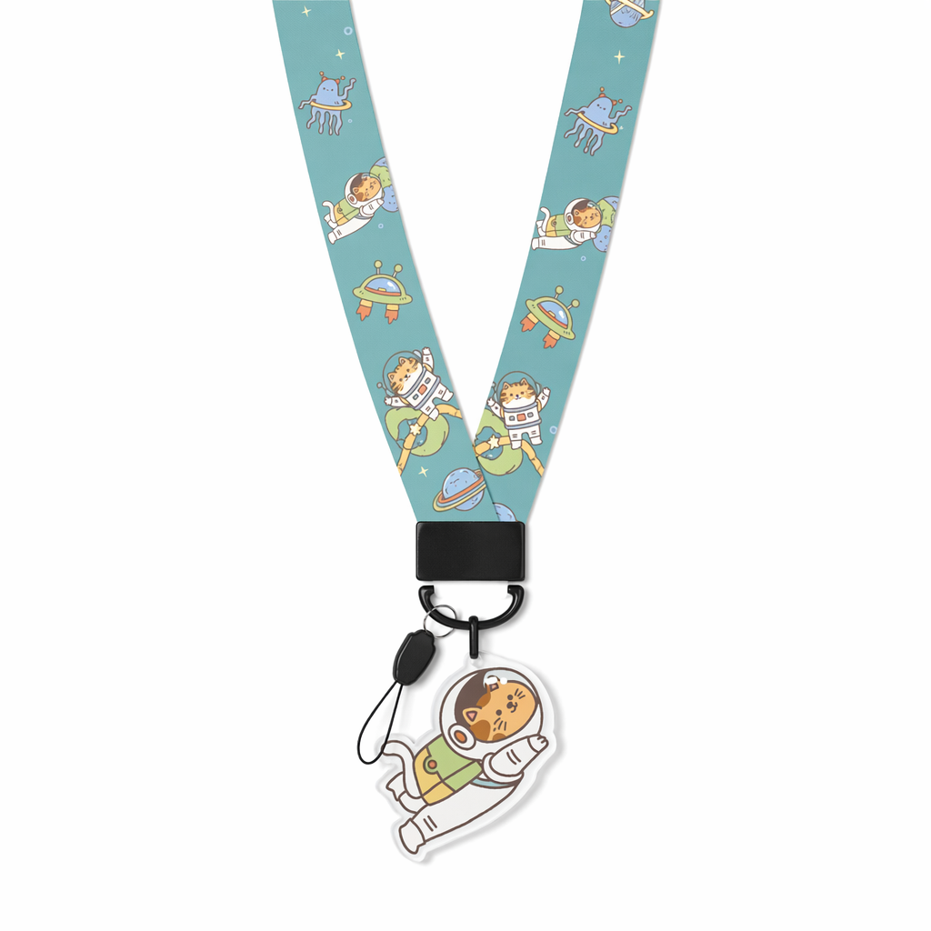 Cute Animal Lanyard with Charm Cat Astronauts