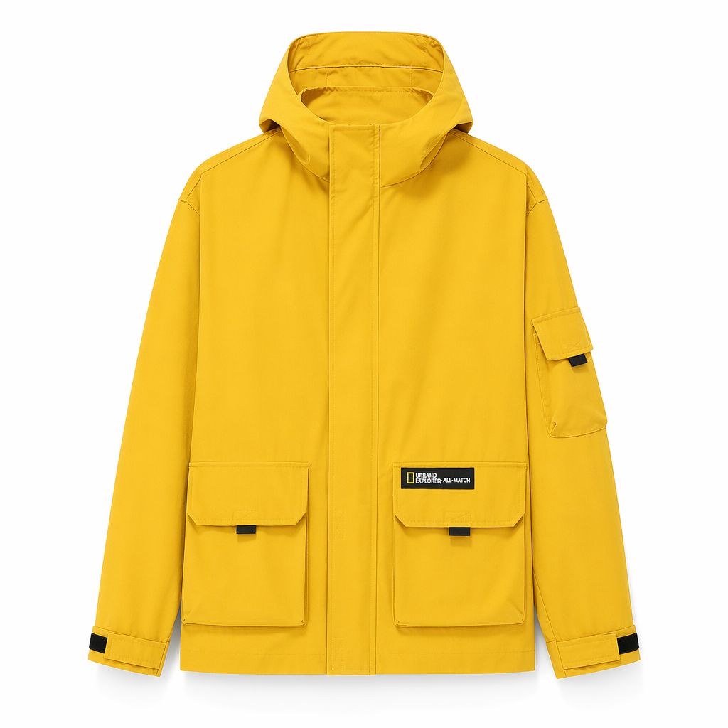 Hooded Windbreaker for Men Yellow