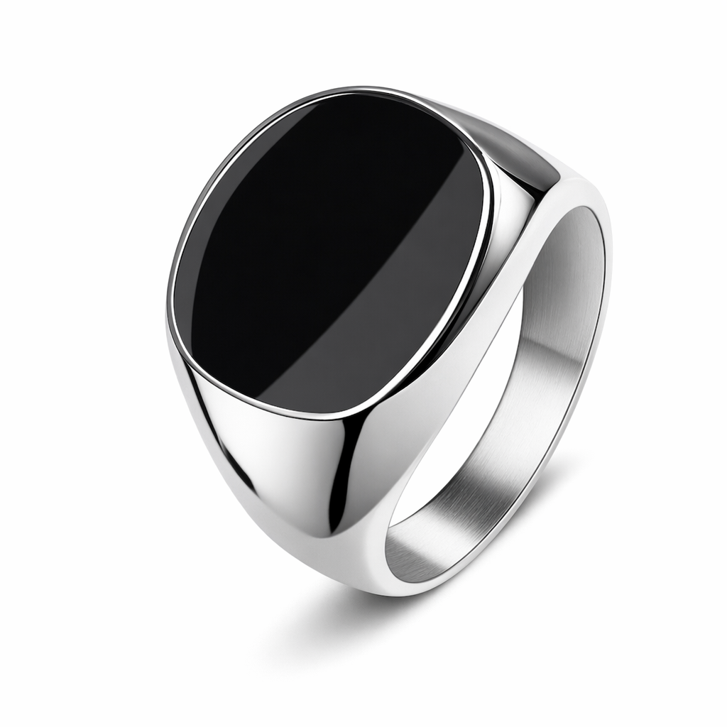 Stainless Steel Signet Ring for Men Silver