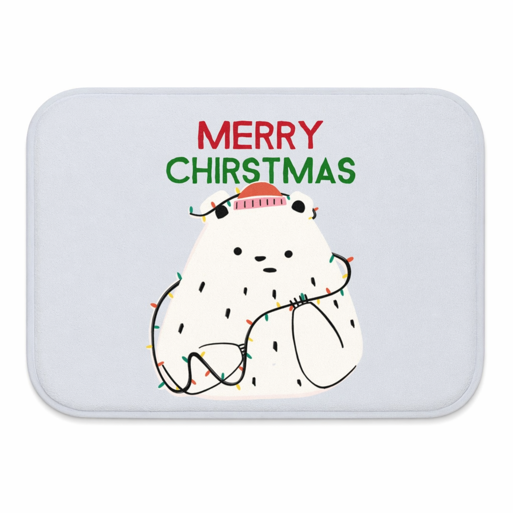 Christmas Lights and Polar Bear Bathroom Rug Home Decor Default