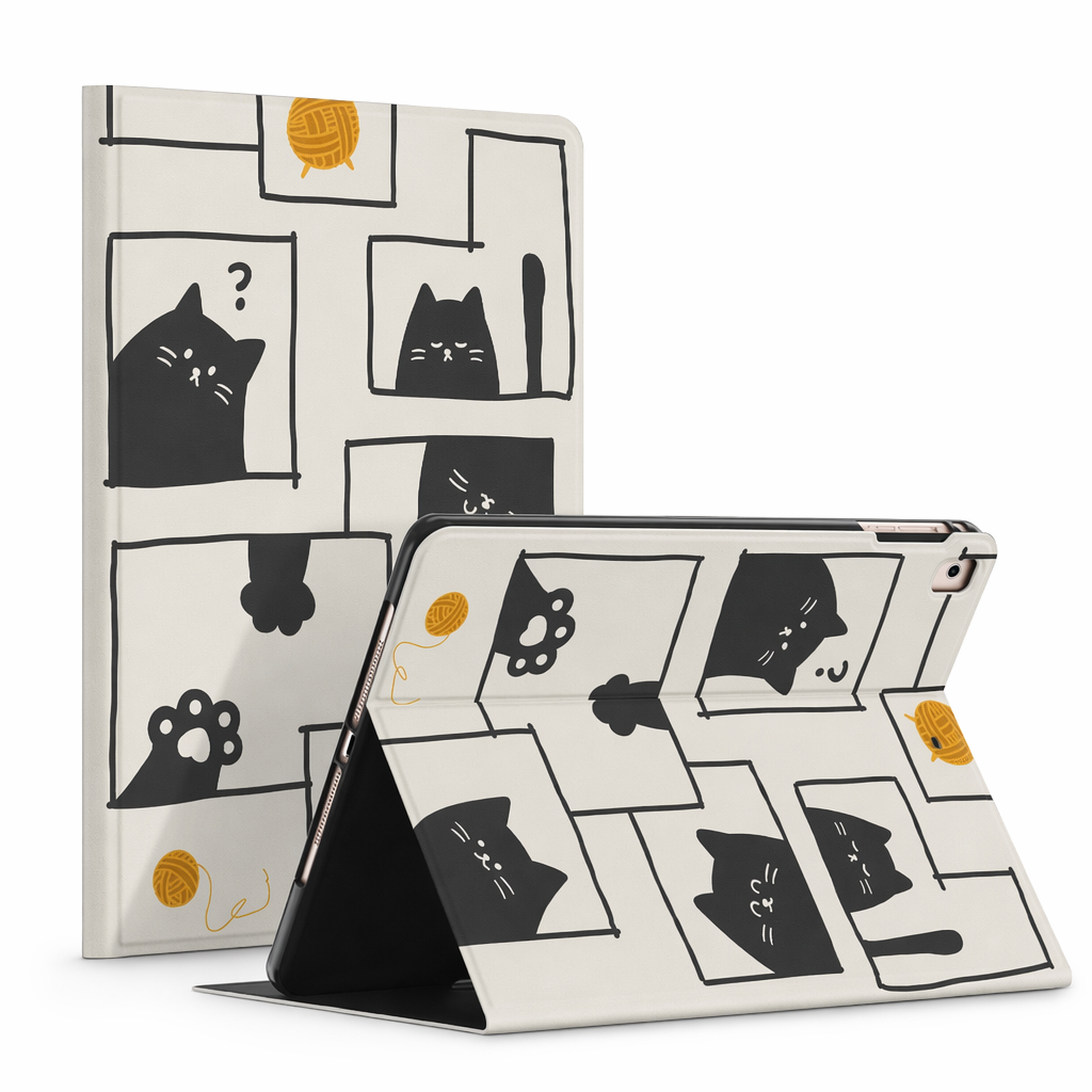 Black Cat iPad Pro Case with Pencil Holder B