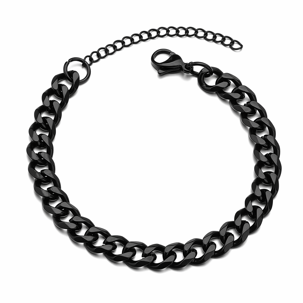 Plated Bracelet with a Timeless Chain Design Black