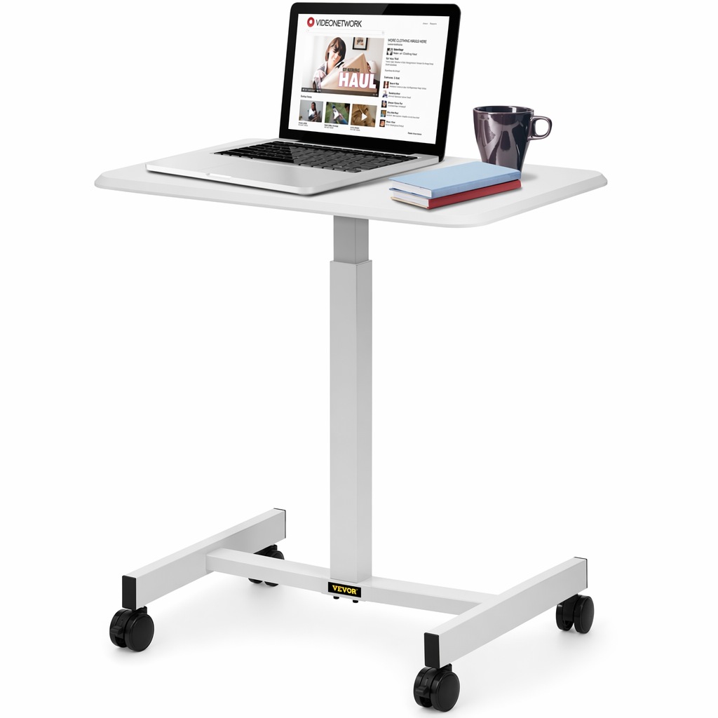 Versatile Laptop Mobile Desk With Secure Casters White