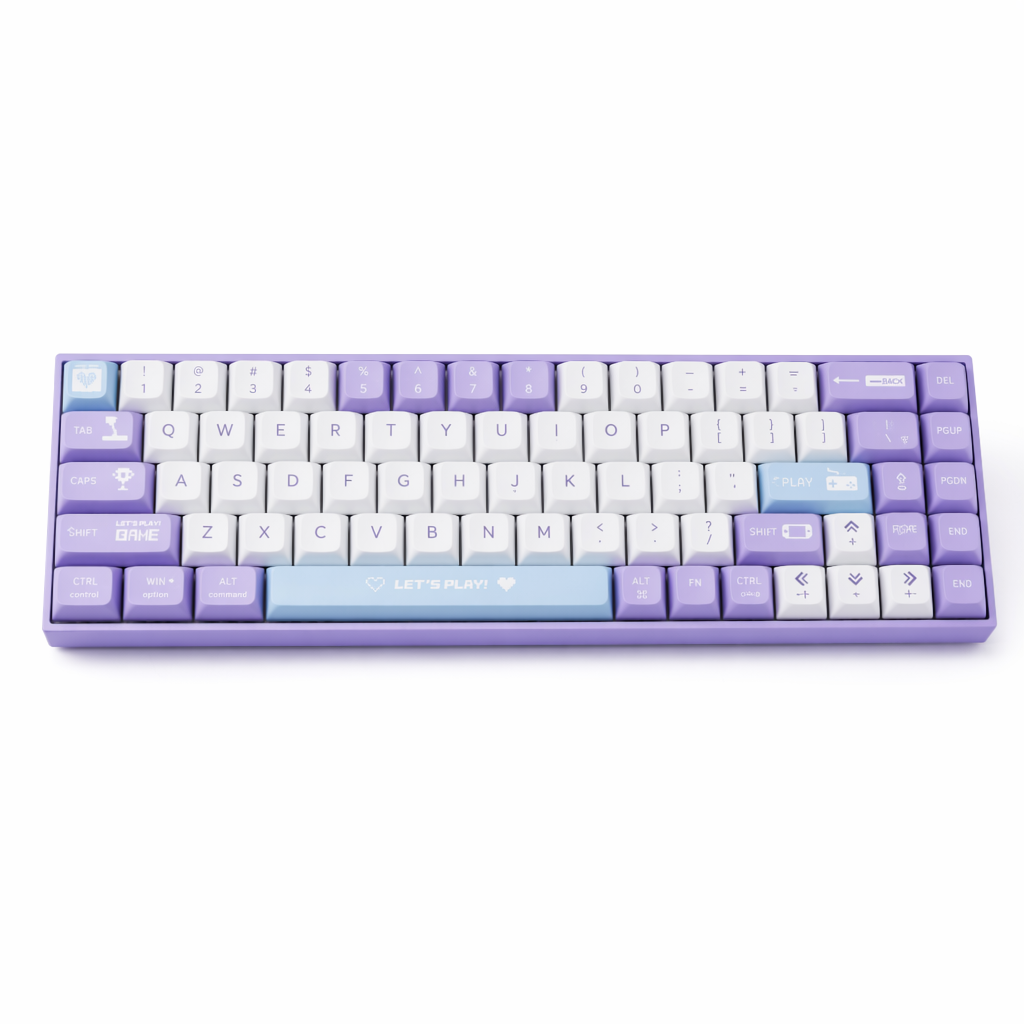68-Keys Portable Bluetooth Mechanical Keyboard with Dragon Design Purple
