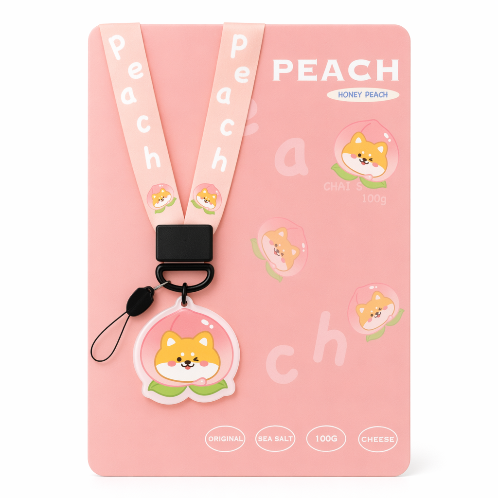 Kawaii Food Keychain Necklaces with Charm Hot Pink