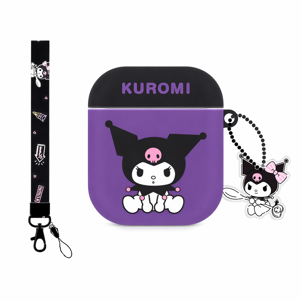 Cute AirPods Case with Kawaii Design Purple