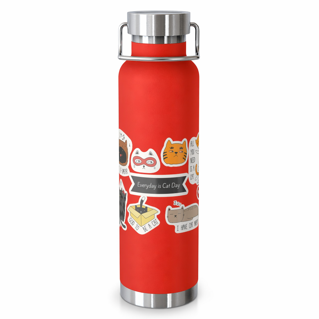 Cat Lover's Thermos Bottle - 22oz Red