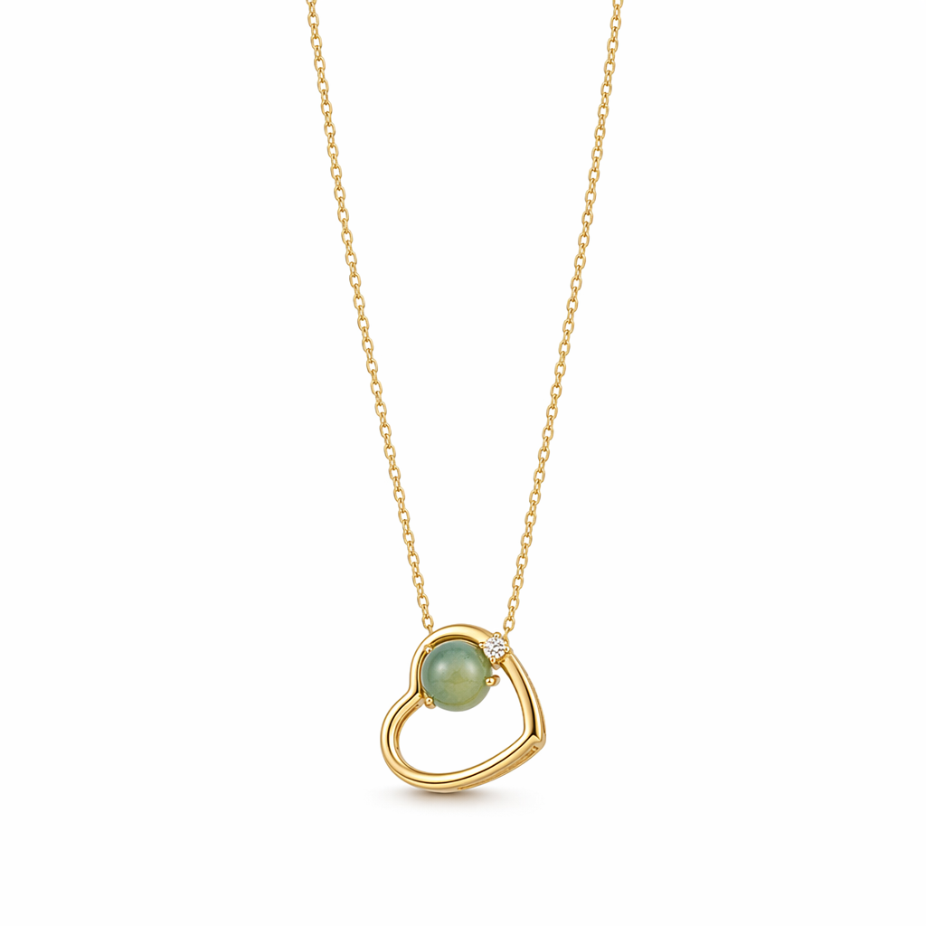 Heart of Gold: A Radiant Jade Necklace with a Touch of Elegance Default