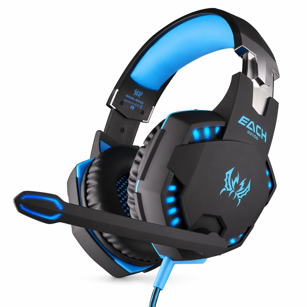 G21Z Vibrating LED Gaming Headset with Mic - Dragon Stealth Blue