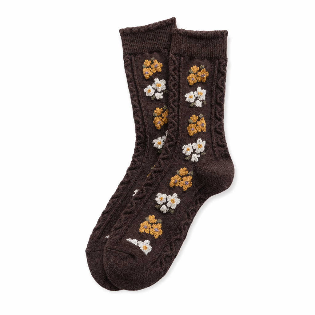 Flowery Fall Socks - Cotton Material 5