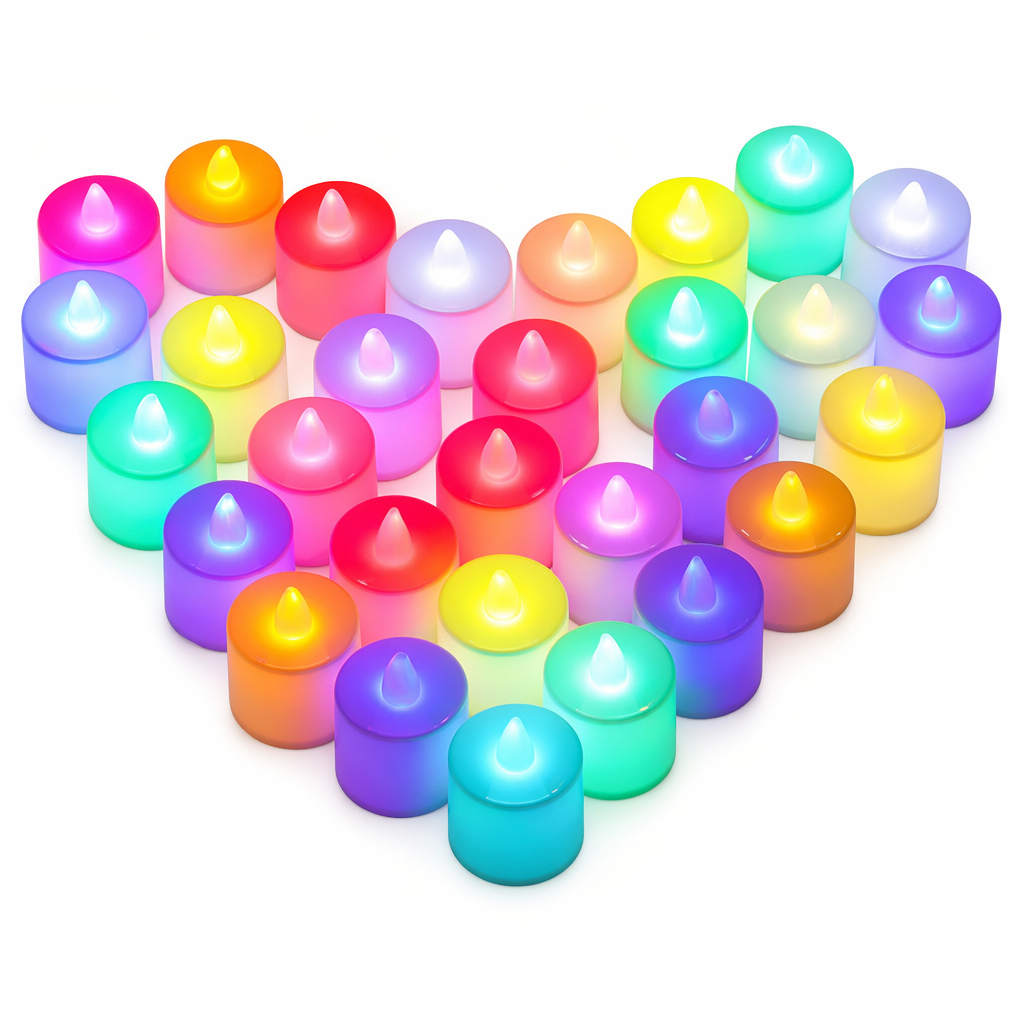 24-Piece Set of LED Candles Round-Multicolor
