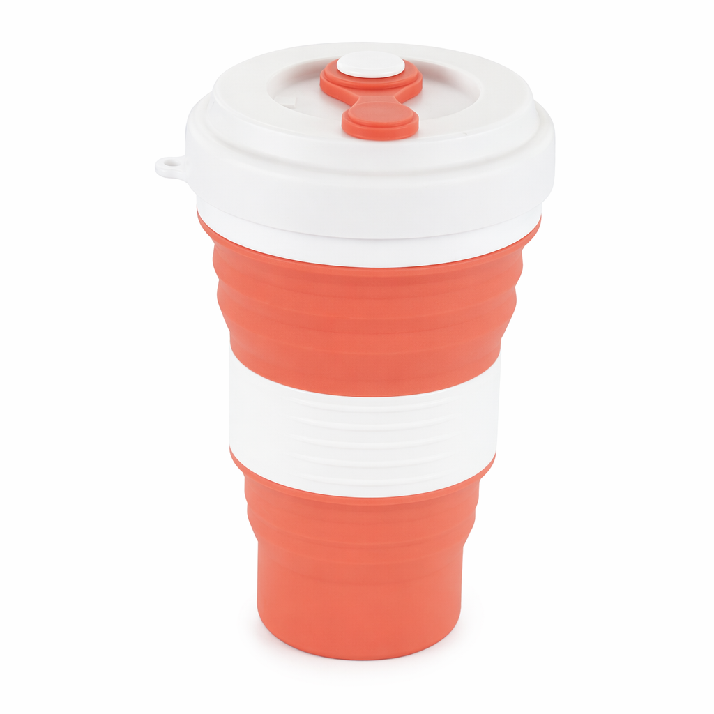 Innovative Collapsible Silicone Coffee Mug for Travel Orange