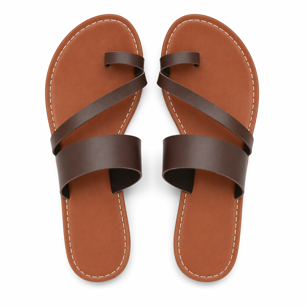Summer Slippers for Women - Vegan Leather Footwear Dark Brown