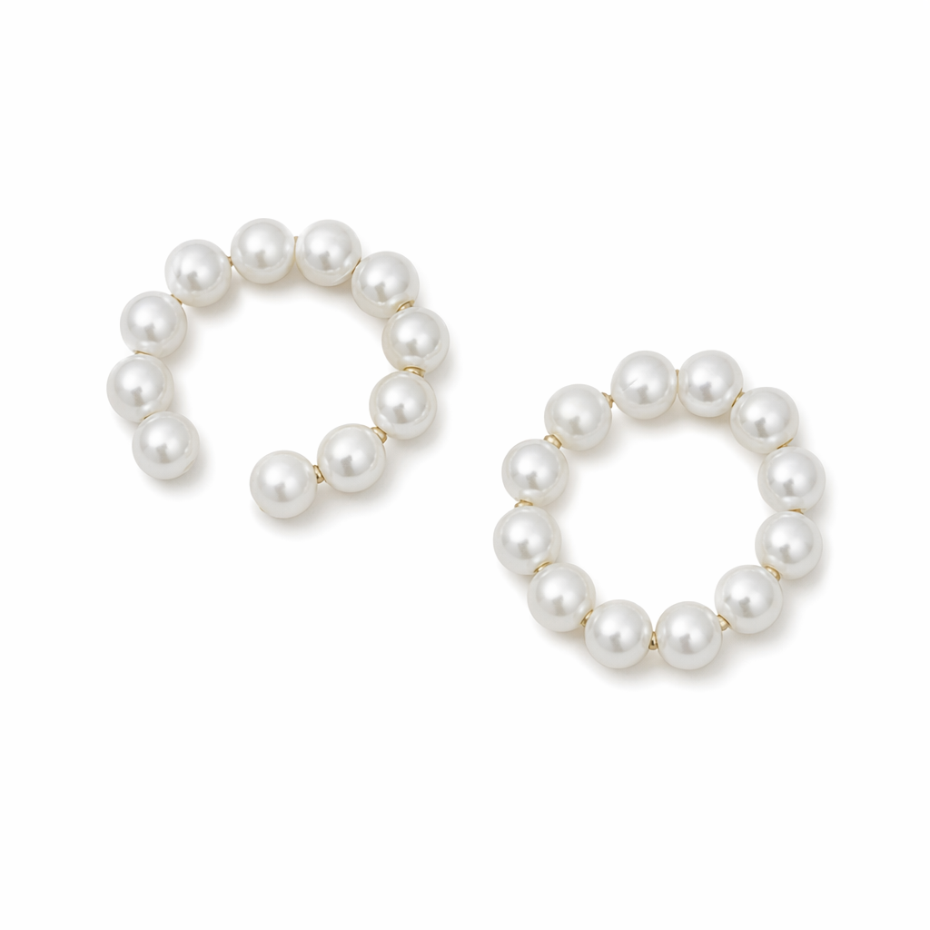 Beaded Cuff Earrings with Pearls Default