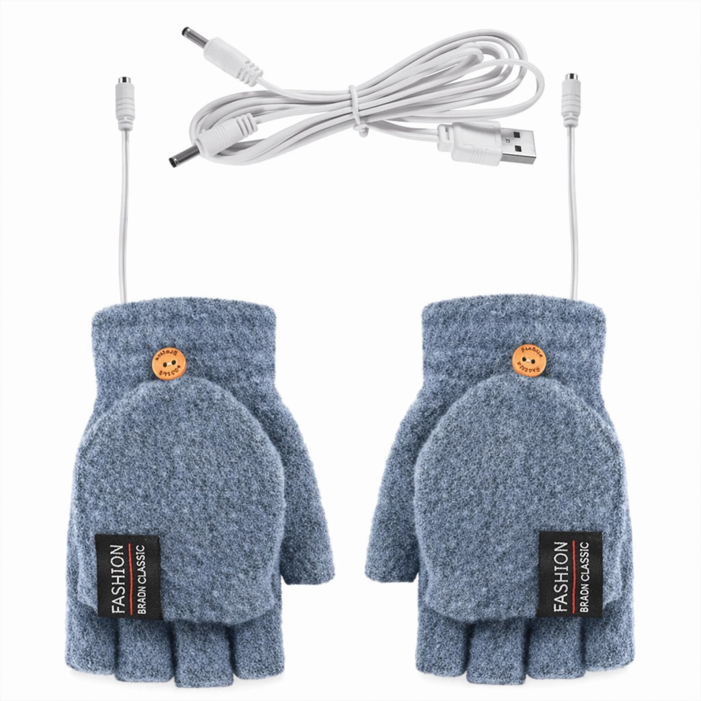USB Convertible Heating Gloves Blue