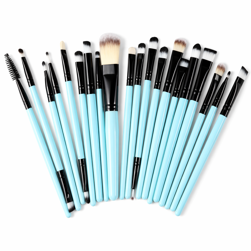 20-Piece Cosmetics Brush Set Teal