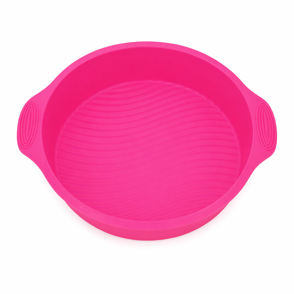 Two Pieces Set of 9-inch Circular Silicone Cake Molds for DIY 3D Cake Shapes Pink