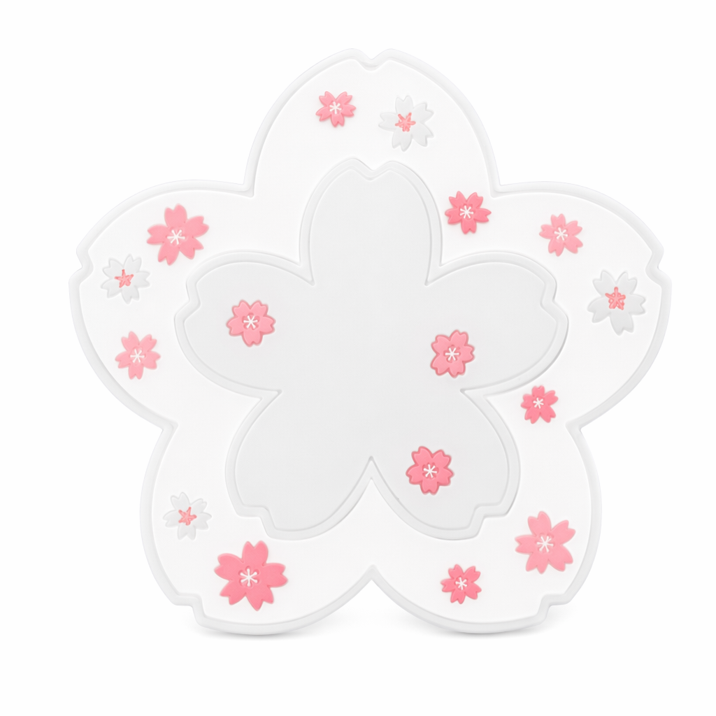 Kawaii Sakura Coffee Coaster - Silicone/Pink/White White S