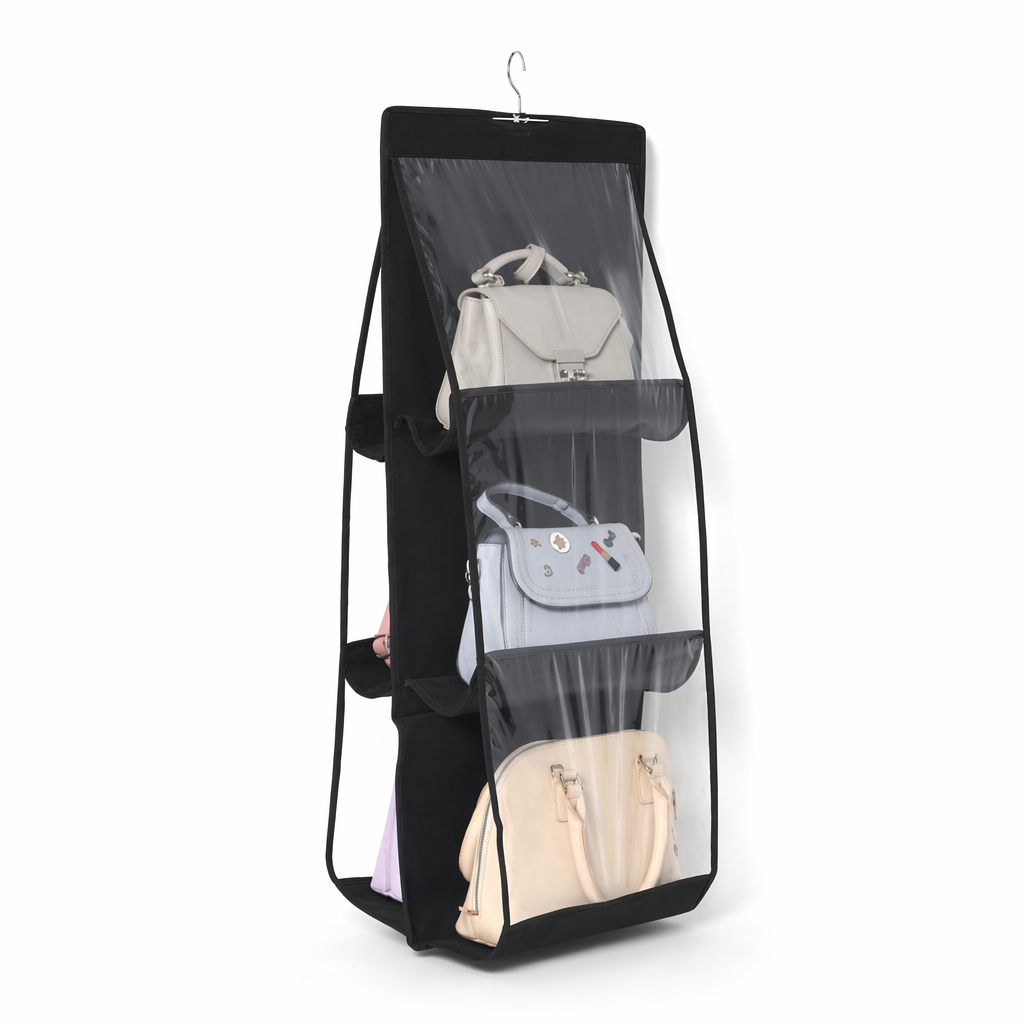 Hanging Handbag Organizer for a Neat and Tidy Closet Black