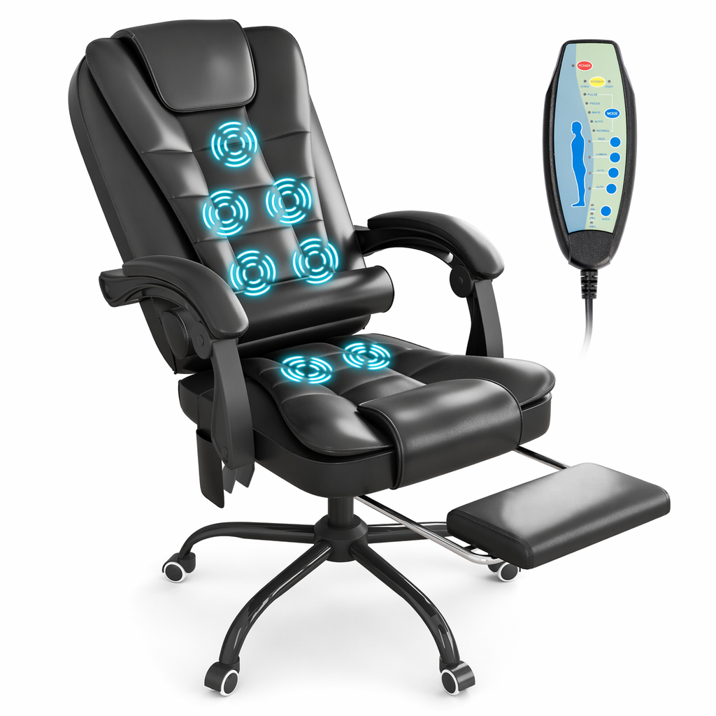 Deluxe 5-Mode Massage Office Chair with Adjustable Foot Support Default
