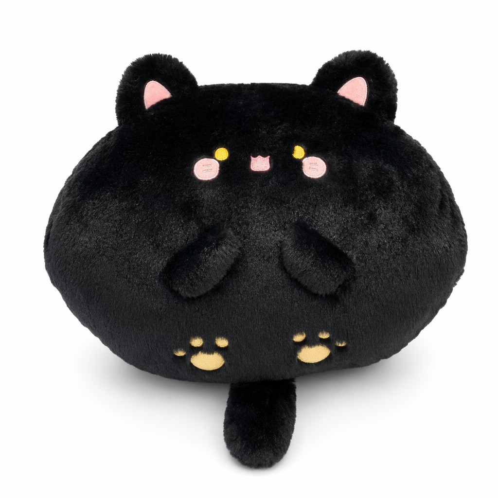 Cute Cat Plush Cushion - Comfortable & Adorable Black